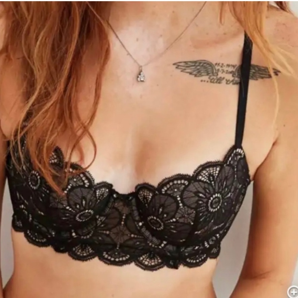 Aerie Black Lace Balconette Bra